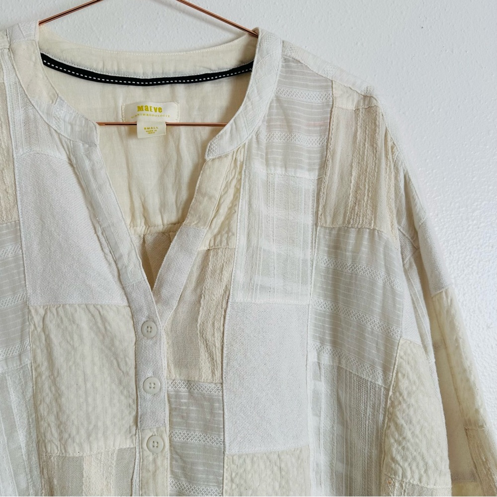 Anthropologie Maeve The Zoe Swing Blouse top boho patchwork plaid - Picture 13 of 14